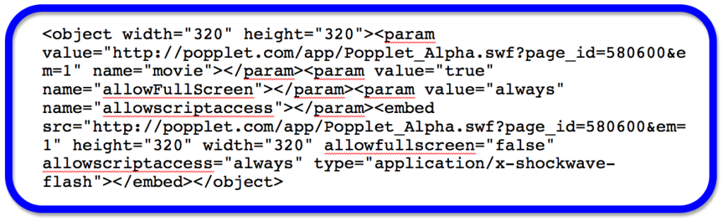 HTML embed code for Popplet